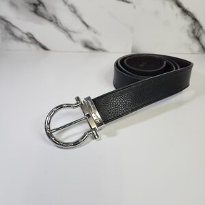 Salvatore Ferragamo Leather Belt with Silver Buckle